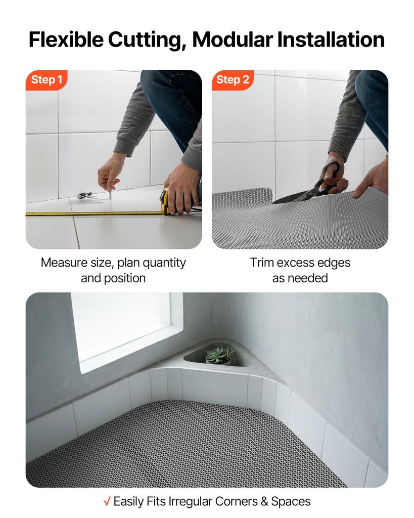 VEVOR Drainage Mat, 3 X 16.4 Ft, PVC Non Slip Commercial Floor Mat, Wet Area Water Drain Splash Matting Hollow Doormat Roll