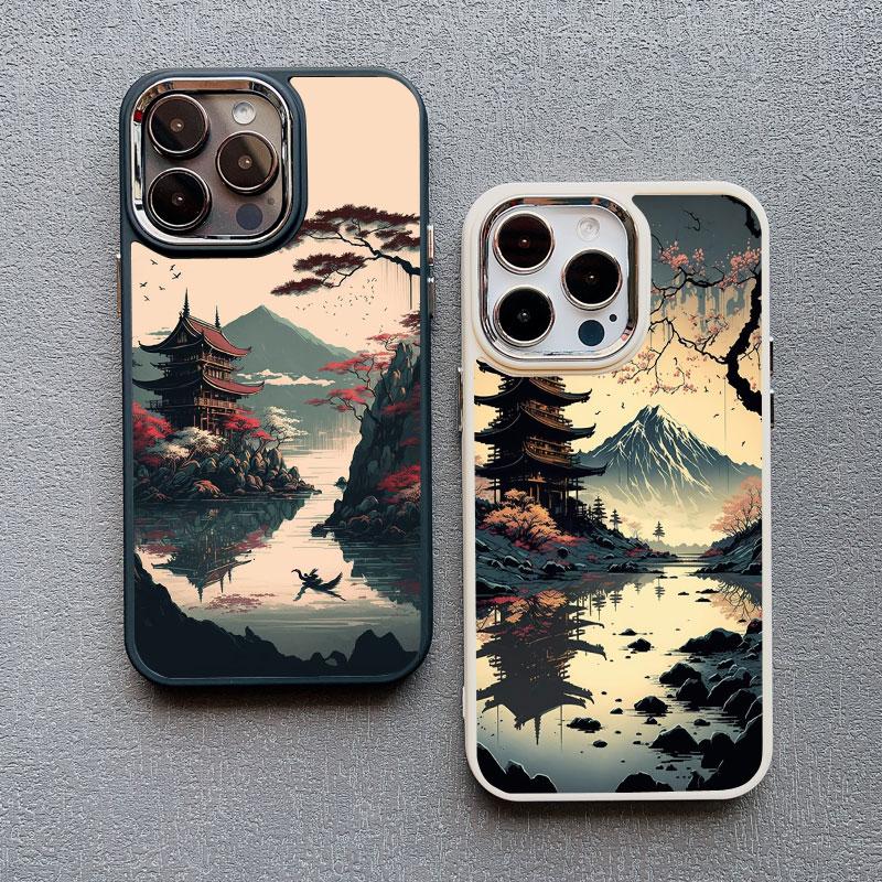 Japanese Aesthetic Mount Fuji Landscape Phone Case For iPhone 13 12 11 Pro Max 14 7 8 Plus XR XS X 15 16 Pro Max Silicone Cover