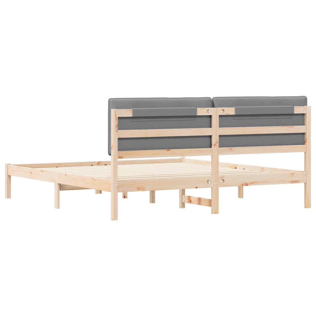 Bed Frame with Upholstered Headboard Light Grey 180 x 200 cm