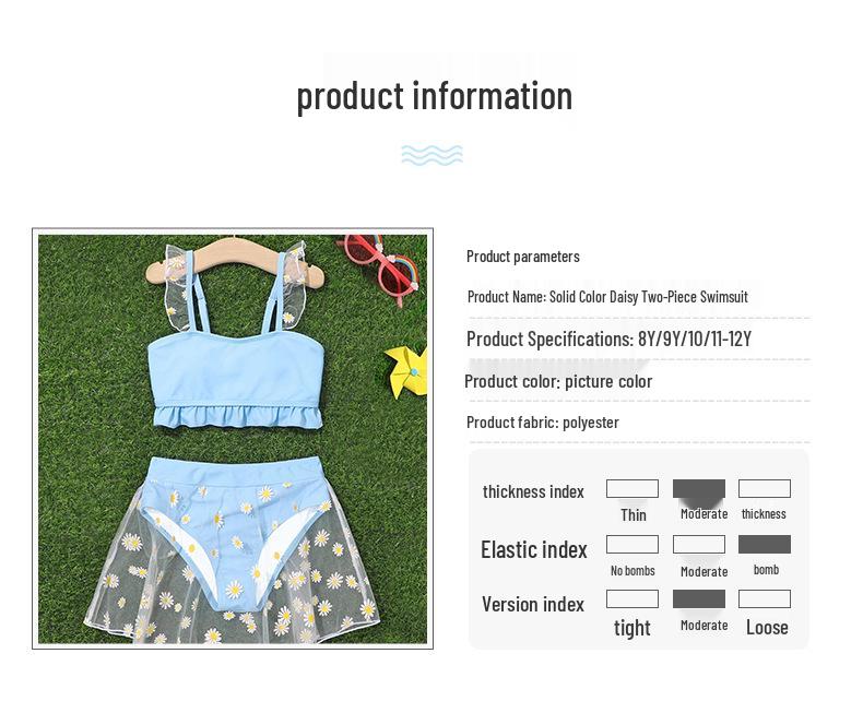 2025 Girls' Two-Piece Mesh Skirt Swimsuit for Kids
