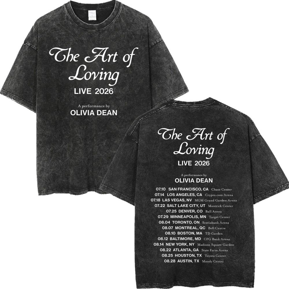 Vintage Washed The Art of Loving Tour Graphic T Shirts High Street Fashion Trend Tshirts Men Women Casual Cotton Tshirt