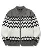 TRILLION Washable Nordic Jacquard Collar Neck 2-Way Zip-Up Knit [Gray]