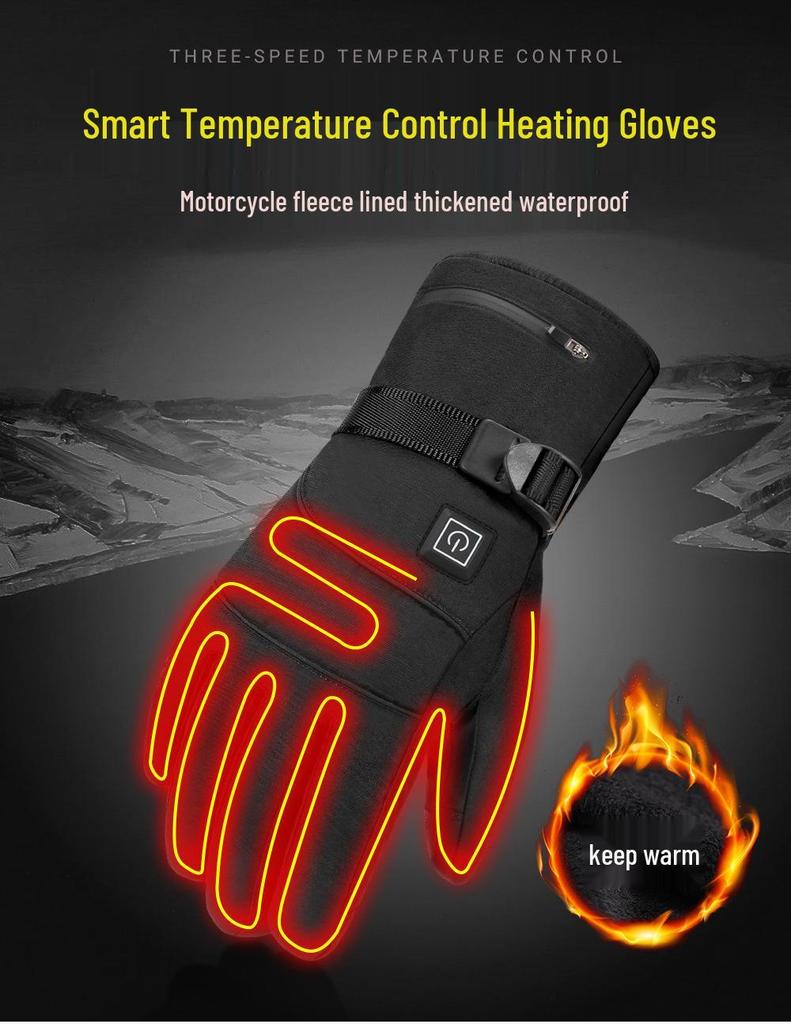 Electric Heated, Windproof, Waterproof Touchscreen Winter Gloves for Motorcycle Riding & Skiing