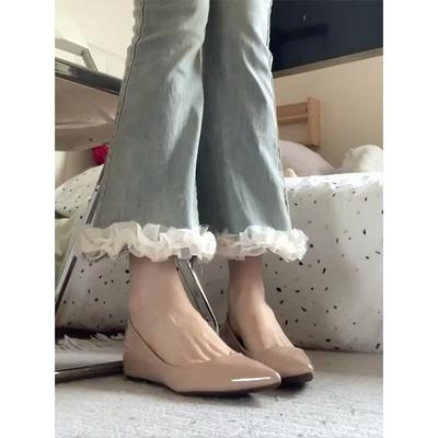 Scarpe da donna singole a punta color nude stile francese 2025 nuove con rialzo interno scarpe basse casual versatili scarpe da donna per pendolari