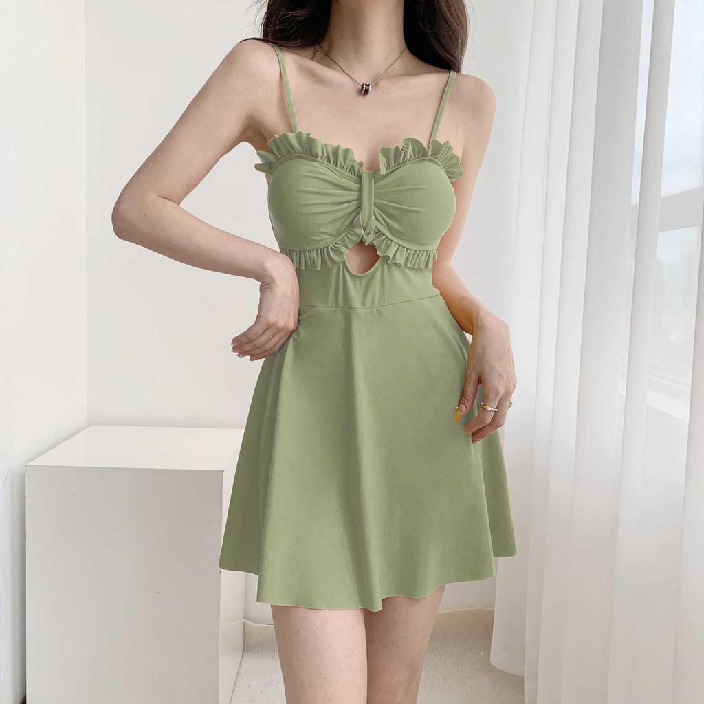 2024 Stylish Two-Piece Swimwear Set: Slimming, Belly-Covering, and Sun-Protective Skirt Design