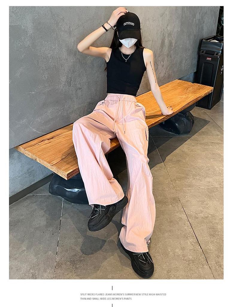 Petite Women's Quick-Dry Parachute Cargo Pants - Loose, Straight-Leg, Spring/Autumn Hiking Casuals