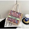 Portable Linen Tote Bag High-capacity Shopping Bag Hot Sale Versatile Handbag  Beach