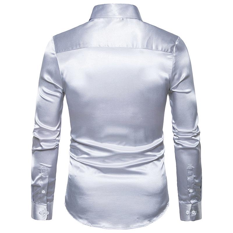 2026 Autumn Men's European Long Sleeve Shiny Casual Shirt