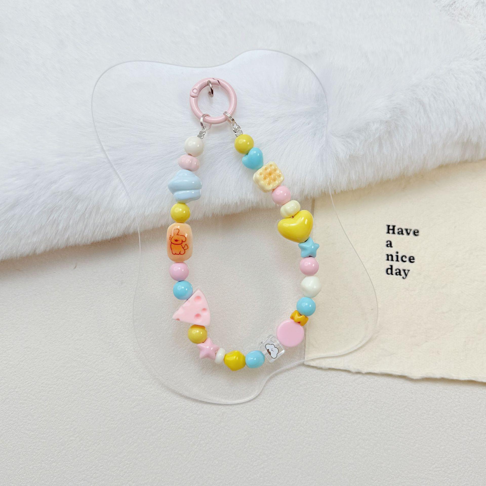 Hand-Painted Beaded Dopamine Phone Case Chain with CCD Camera Lanyard and Anti-Lost Pendant