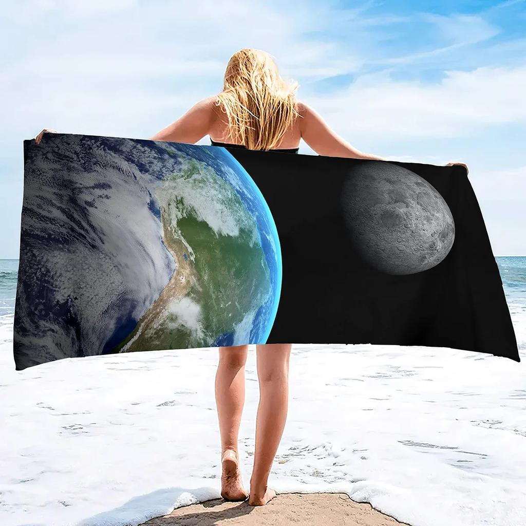 Saturnmond Enceladus Übergroßes Strandtuch Hochsaugfähiges Mikrofaser-Badetuch Schnelltrocknende Sandfreie Decke für Erwachsene