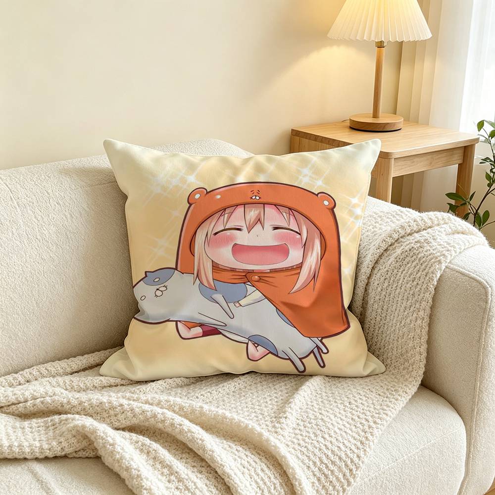 Anime U-Umaru Doma Pillow Case Square Double-Sided Sofa Cushion Cover Bedroom Bedside Pillow