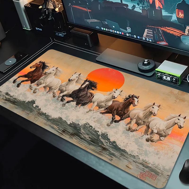 Horses Color Mouse Pad Large Gaming Table Cushion Non-slip Laptop Tablet Big Mousepad XXL Mat Mini PC Playmat With Lock edge