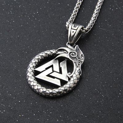 Viking Pendant Titanium Steel Casting  Personality Creative Dragon Triangle Symbol Totem Amulet Men's Pendant