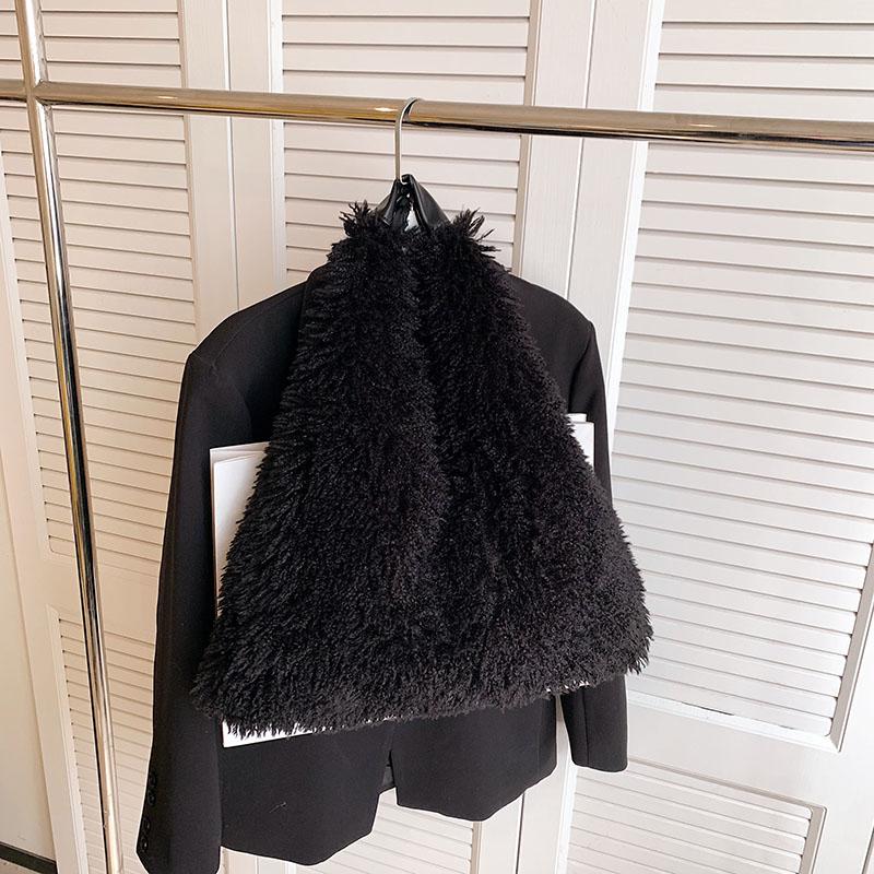 

2024 Winter Women Bag Fashion Faux Fur Shoulder Bag Soft Fluffy Plush Handbag Tote Large Capacity Lamb Wool Shopping Bag Lady 50cm))