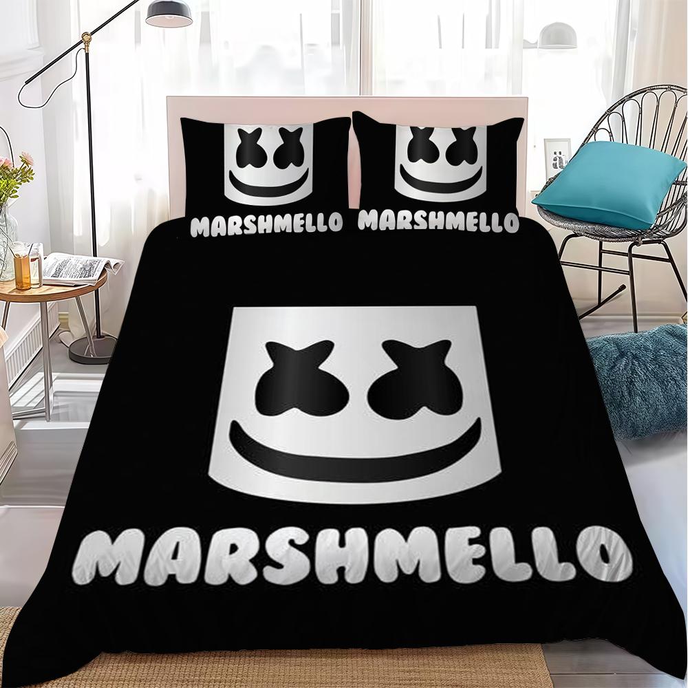 Dj-M-Marshmello Duvet Cover Set Home Style Bedding Soft Laundry Cotton Bed 3 Piece Set Student Dormitory Gift