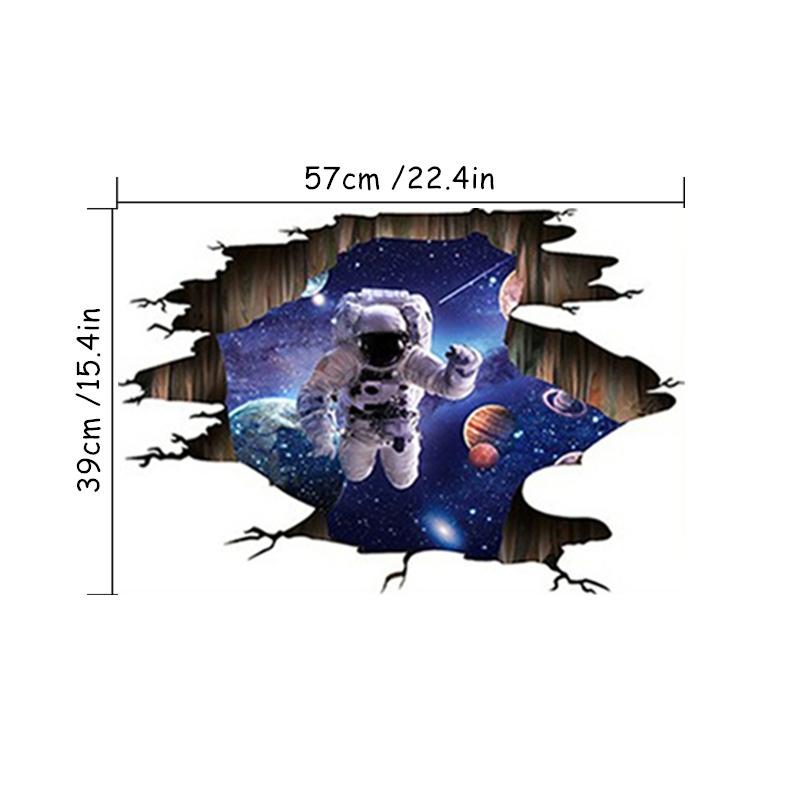 Space Astronaut Mural 3D Wall Hole Art Starry Planet Design Vinyl Stickers Home Decoration For Aesthetic Rooms Ceiling Wallpaper