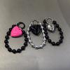 Luxury Stylish Love Heart Pendant Beaded Phone Charm Strap Bracelet For iPhone Camera Accessories Bag Women Girl Hanging Cord 1