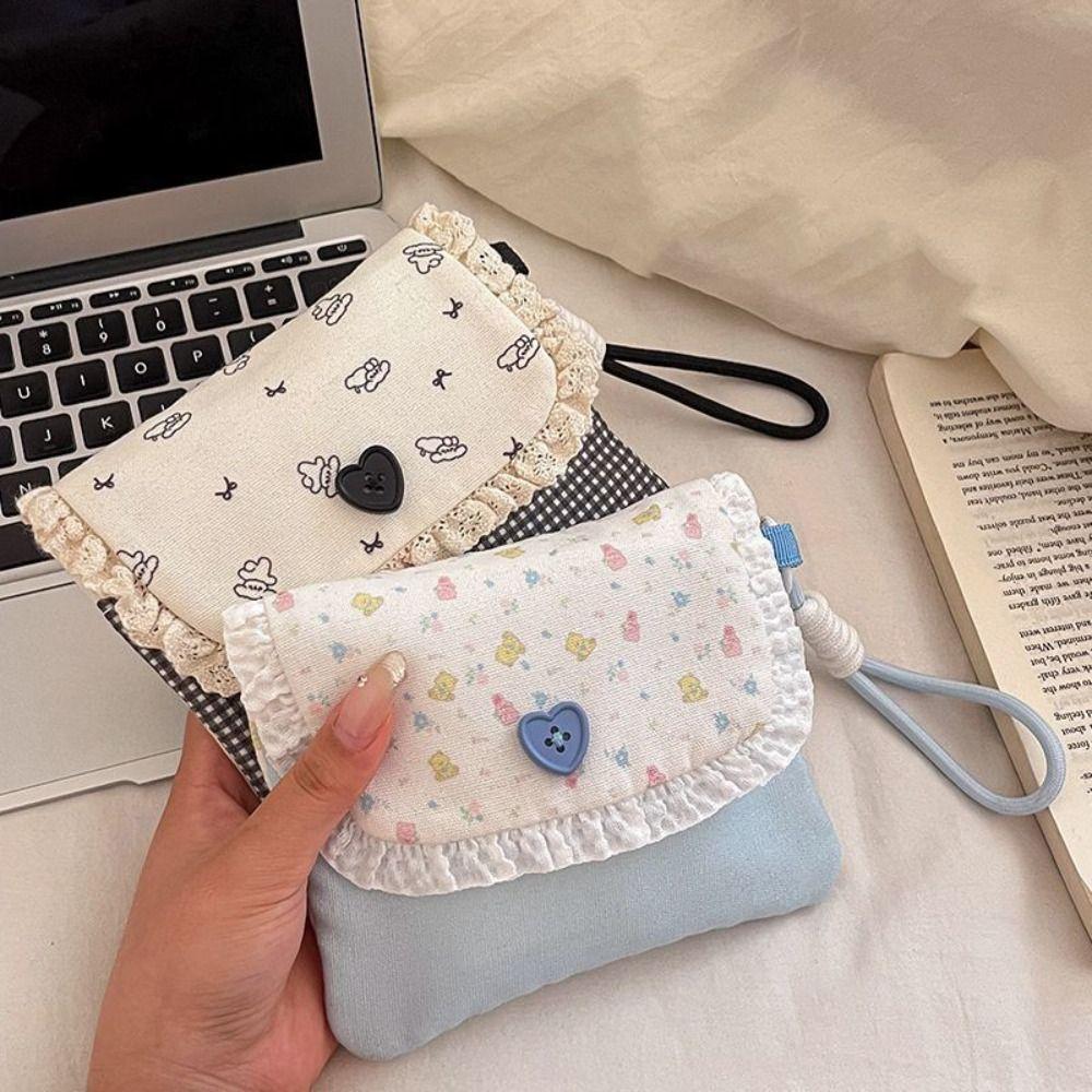 Purse Floral Makeup Bag Large Capacity Mini Cosmetic Bag Casual Sanitary Napkin Storage Bag Girls