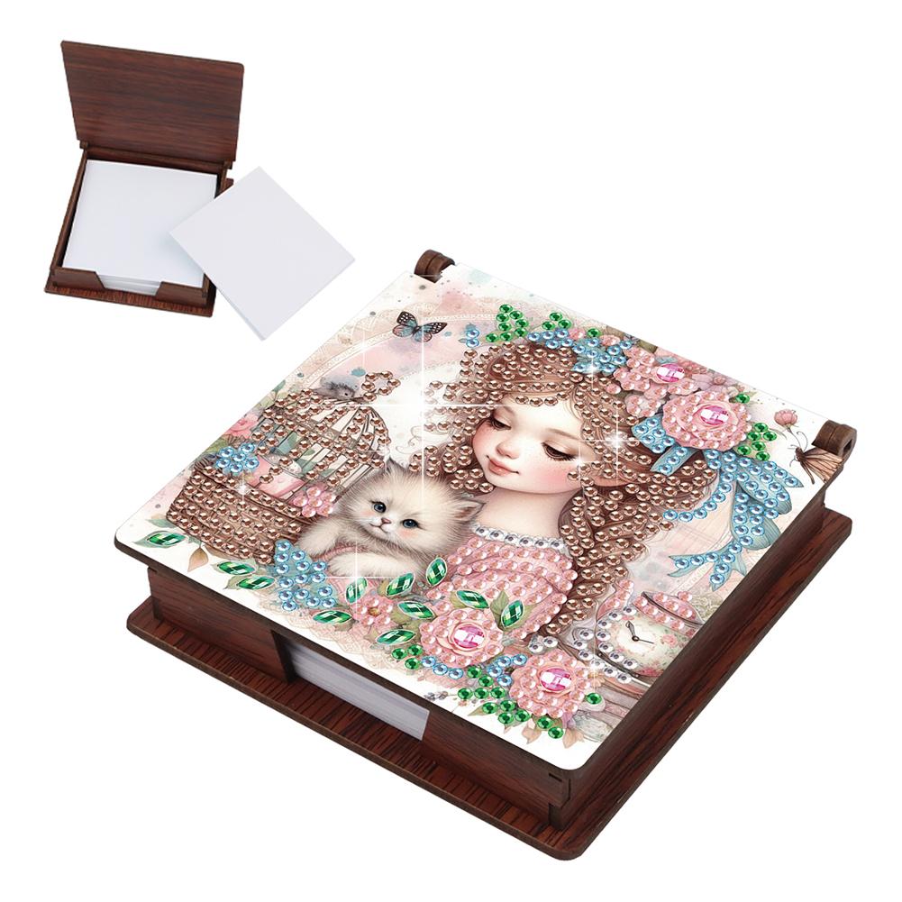 Animals Gem Painting Memo Pad Holder Mosaic Kit Contains 160 Sheets of Paper Rhinestones Post It Dispenser for Adults Beginners
