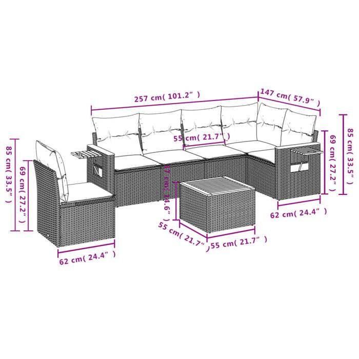 VidaXL Garden Lounge Set with Cushions 7 Pcs, Patio Sofas, Furniture Set, Outdoor Terrace Furniture, Grey 3226866