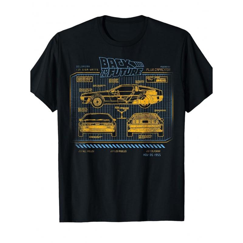 35Th Anniversary Delorean Schematics Fun Britishn Fashion Graphic T-Shirt, Soft Unisex, Tees, Affordable Casual Attire, Great Gift for Him, Her Or a