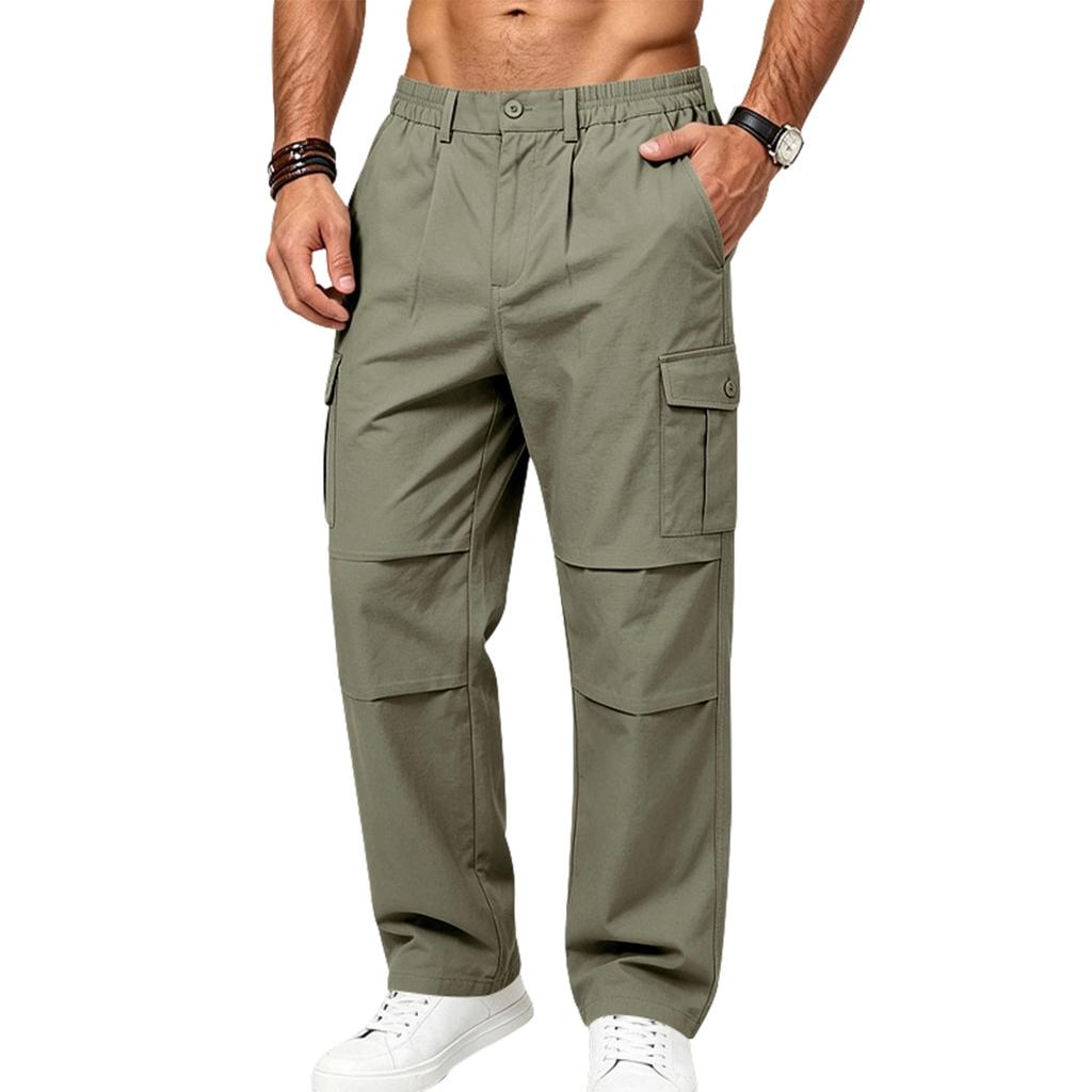 Men's Loose Fit Paratrooper Multi-Pocket Cargo Pants, Straight Leg Comfortable Work Trousers for and Outdoor
