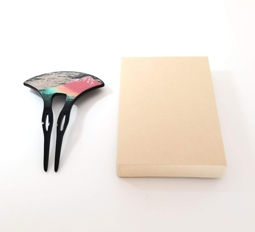 Maeju lacquerware Lacquer Hairpin, Red Fuji (B) 4X-131