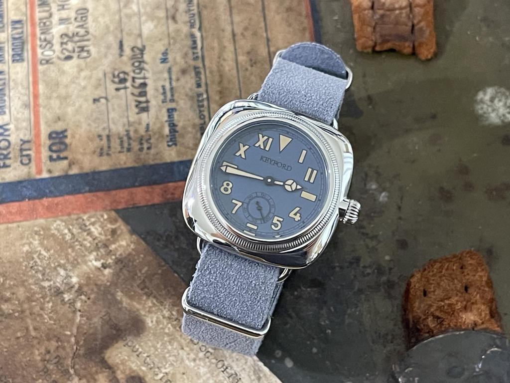 M.R.M.W. Military Watch, California Dial Watch, Smoky Blue, Buckskin Nato Strap