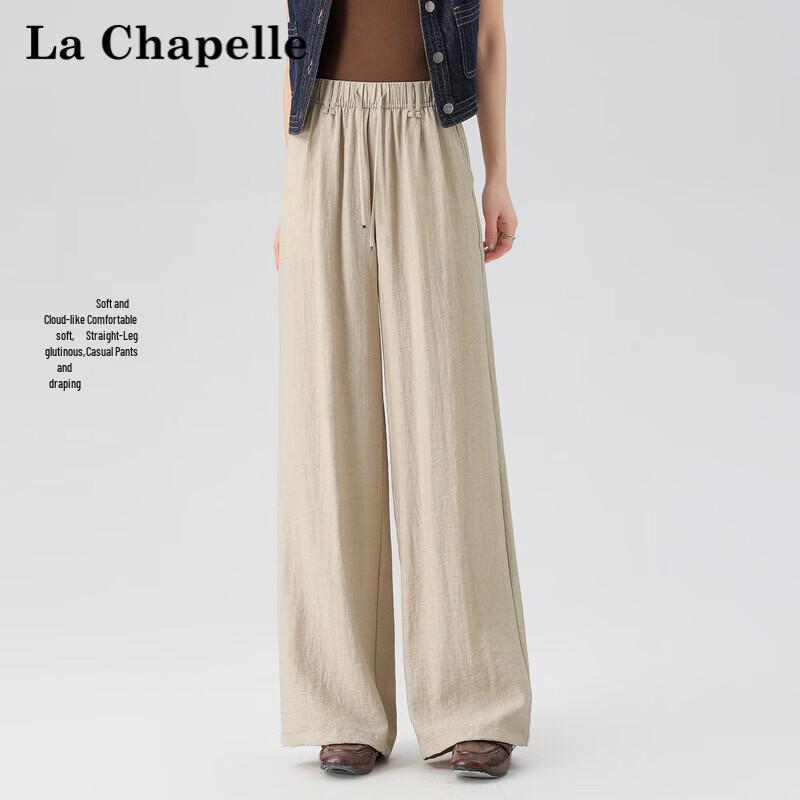 La Chapelle Women's Linen Blend High-Waisted Wide-Leg Pants