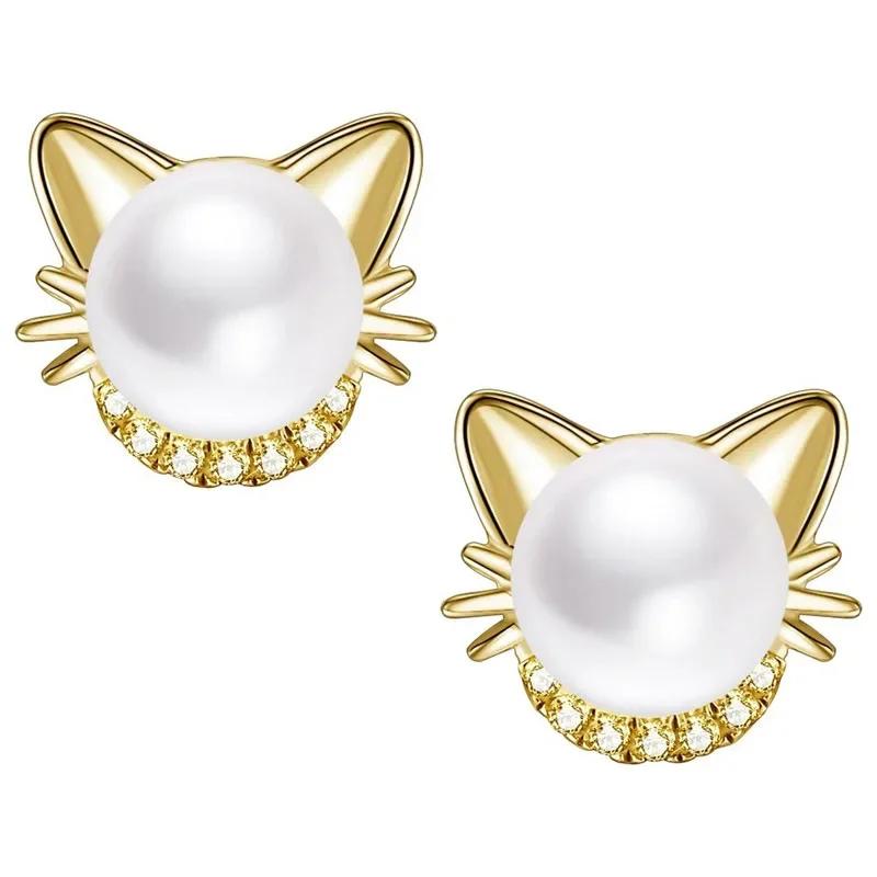

New Cat Ears Niche Design Earrings High-End Shiny Pearls Cute Lady Accessories For Girls Daily Exquisite Accessories Wholesale