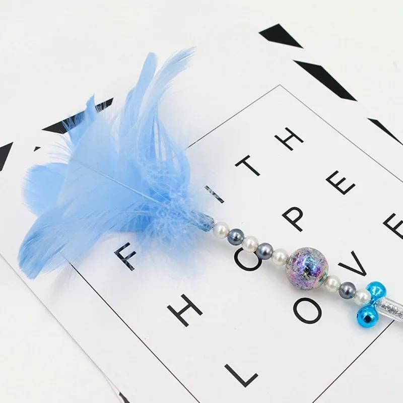 Interactive Cat Toys Stick Cat Fishing Rod Game Wand Feather Stick Toy With Bell Pet Supplies Cat Accessory