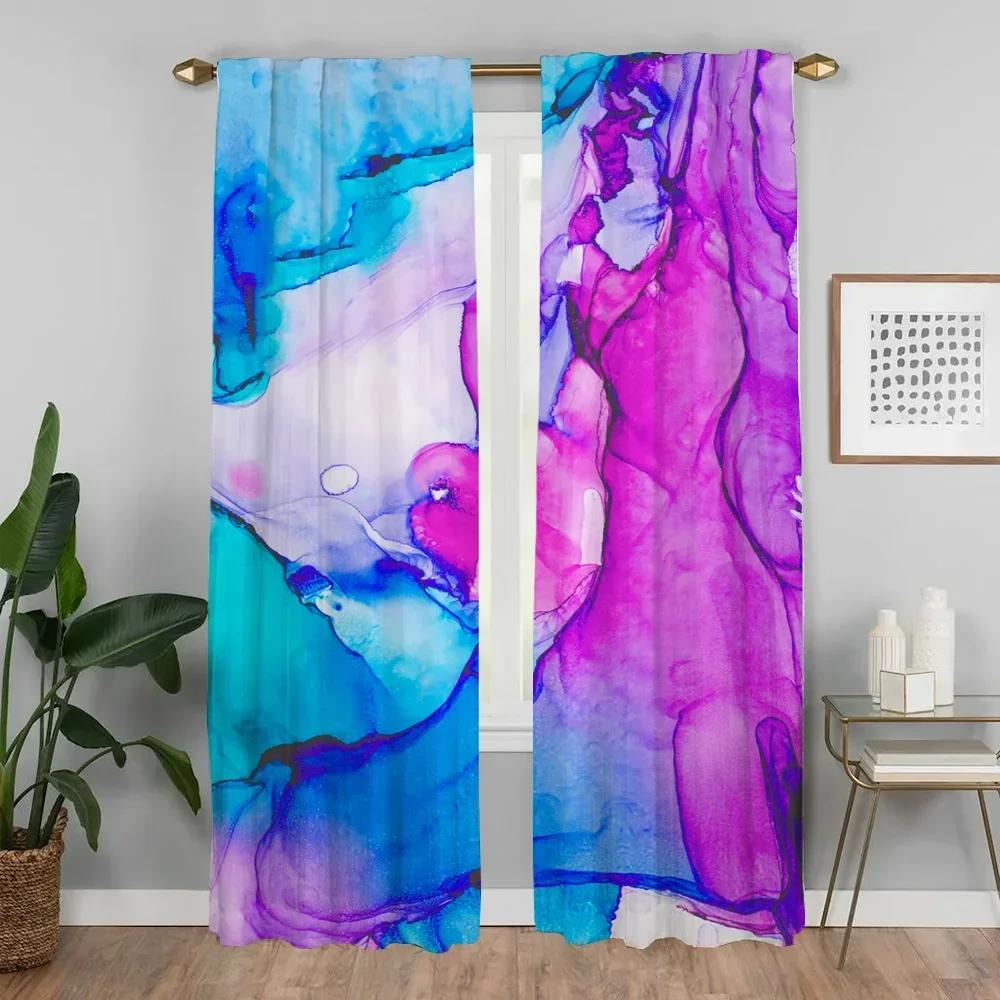 M-MarbleS Curtains for Living Room Curtain for Room 2 Panel Halloween Decoration Home Interior Curtains Partition Kitchen Camera