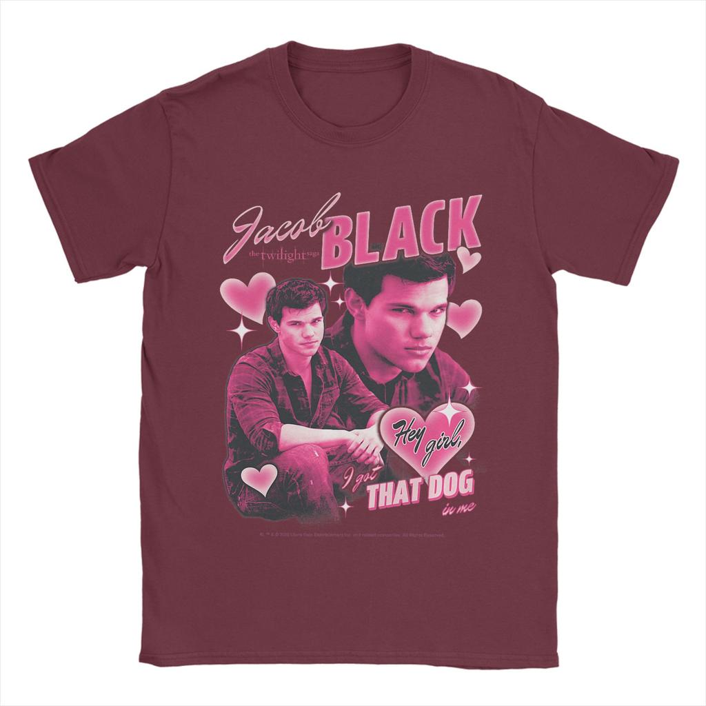 Unisexs Twilight Team Jacob Pink Hearts Valentines Day Crush Movie T Shirts Cotton Tees Short Sleeve TShirt ONeck Tee Shirt