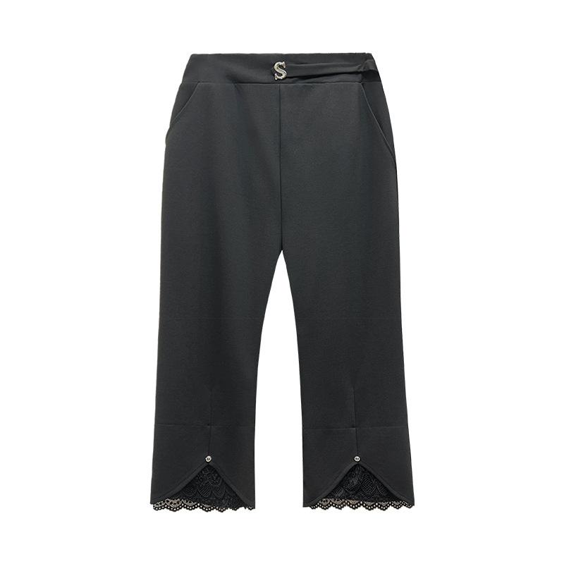 Slightly Flared Pants Thin Lace Slit Pants with Flared Legs for Spring and Summer