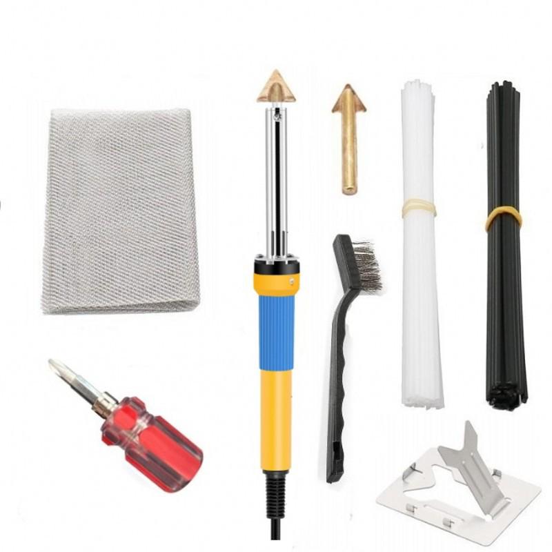 Plastic Welder & Smoothing Tool Kit for Car Bumper Repair with Welding Nails and Crack Repair Spatula.