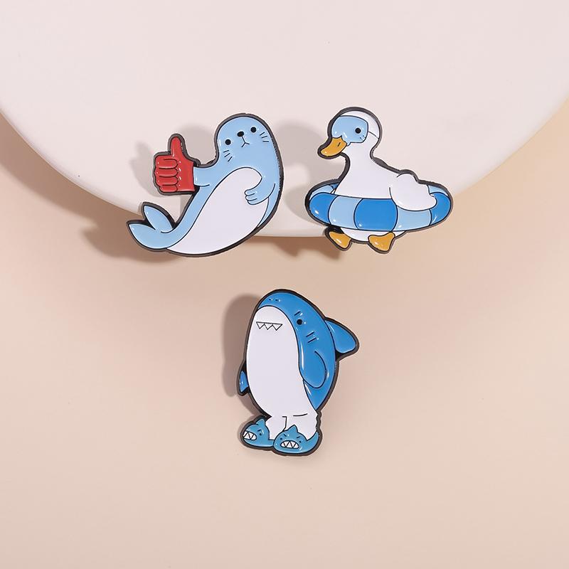 Cartoon Animal Collection Enamel Pins Comedy Animation Characters Penguin Frog Rabbit Cat Metal Brooch Lapel Badge Jewelry Gifts