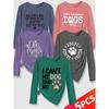 Lele Orientation Five-piece women's long-sleeve set Paw print canine-themed fun English phrases with a healing retro print Spring, Summer, Autumn