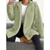 Autumn and Winter Women's Solid Color Long Sleeved Hooded Loose Plush Jacket for Women