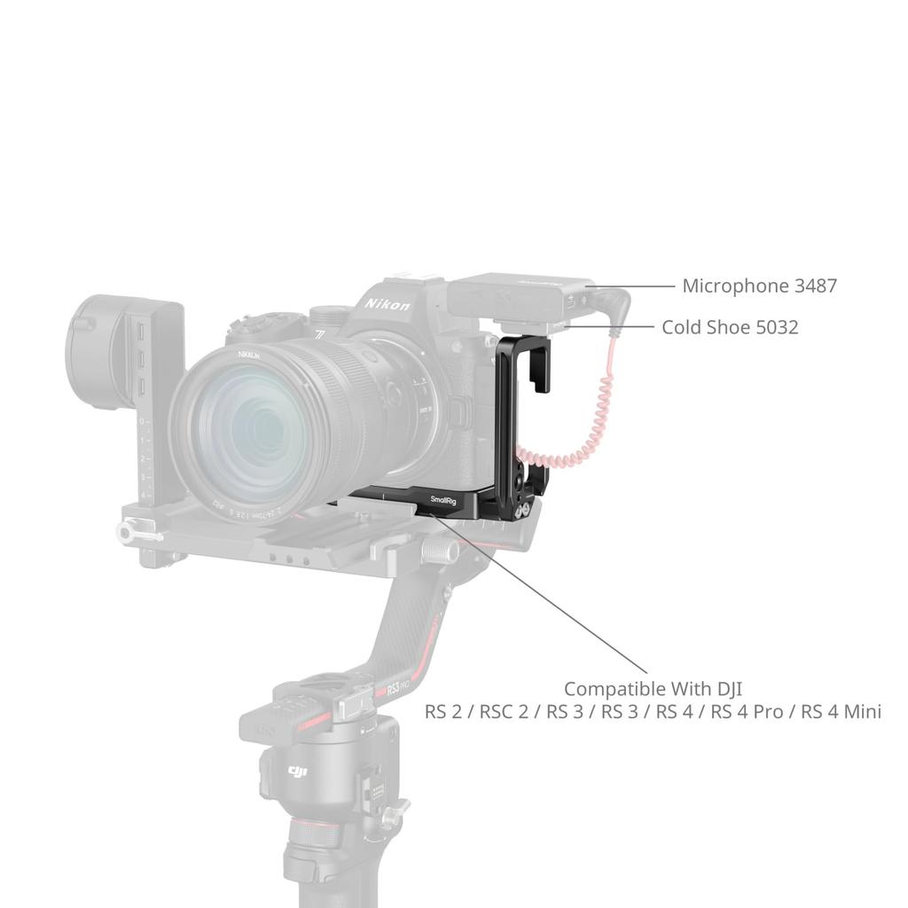 SmallRig Mount Plate for QD Threaded Cold and Strap Slot Z5II/Z5/Z6/Z6II/Z7/Z7II L-Shaped Nikon, Arca-Swiss Mount, Interface, 1/4"-20 Hole, Shoe,