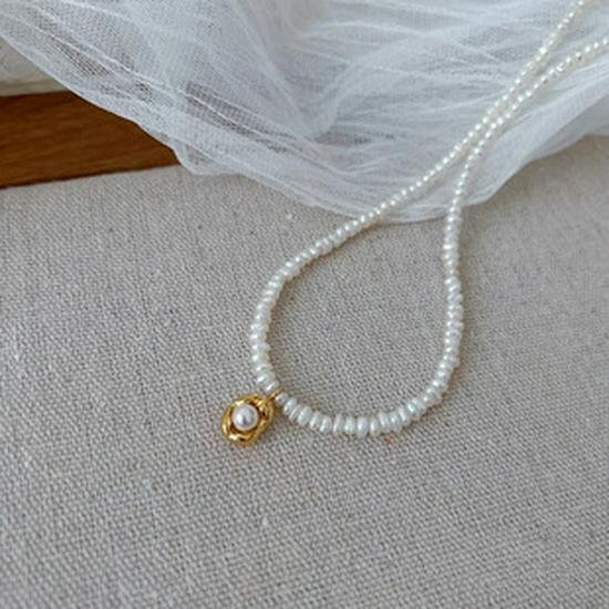 S925 Sterling Silver Simple Luxury Necklace with Natural Freshwater Pearl Smile Clavicle Chain