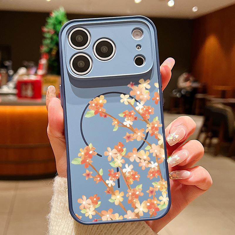 Orange Blossoms Floral Pattern For iPhone 17 Pro Max Funda iPhone 16 15 14 13 Pro Max Skin Feeling Magnetic For Magsafe Shockproof Bumper Cover