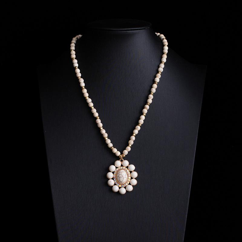 Bohemian Retro Ethnic Style Turquoise Necklace Female Western Denim Style Multi-Layered Wearing High-End Sweater Chain