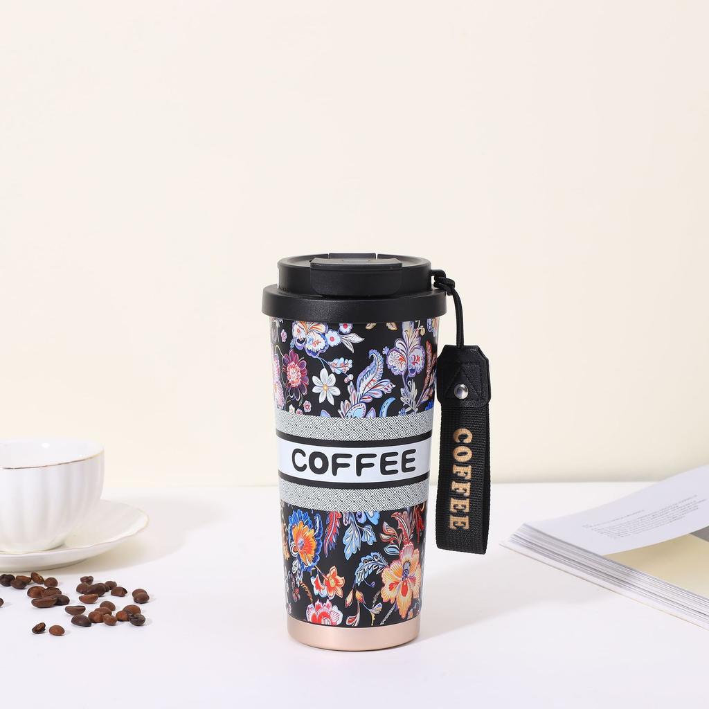 New lily of the valley 316 stainless steel coffee cup ceramic liner thermos cup large capacity high-value gift water cup