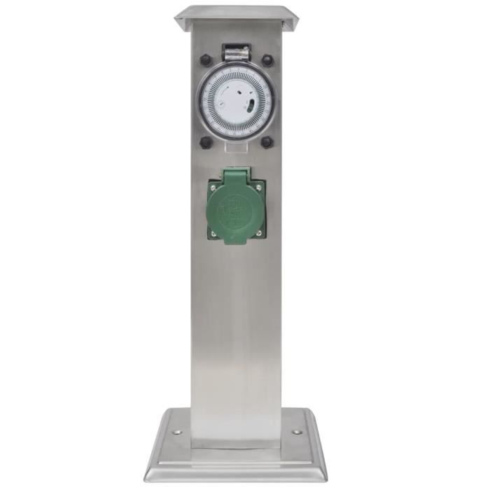 VidaXL Pilier de prise de jardin avec minuterie Acier inoxydable