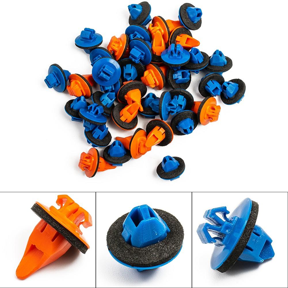 38pcs Retainer Clips Car Fender Flare Blue+Orange 75495-35010 75397-35010