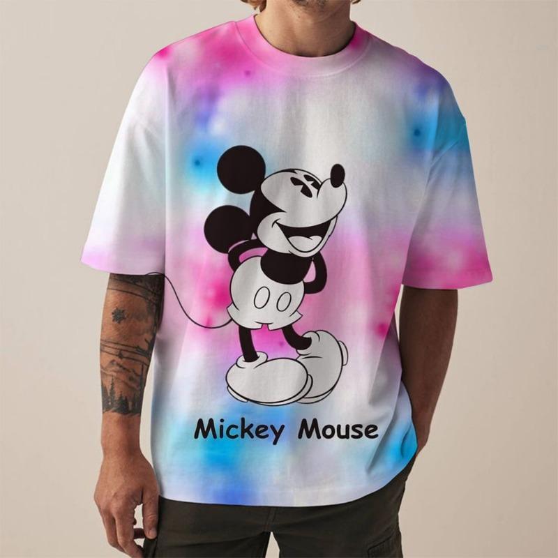 Disney Mickey Mouse print men's T-shirt fashionable holiday gift men round neck short sleeved oversized Hip hop clothing Boys
