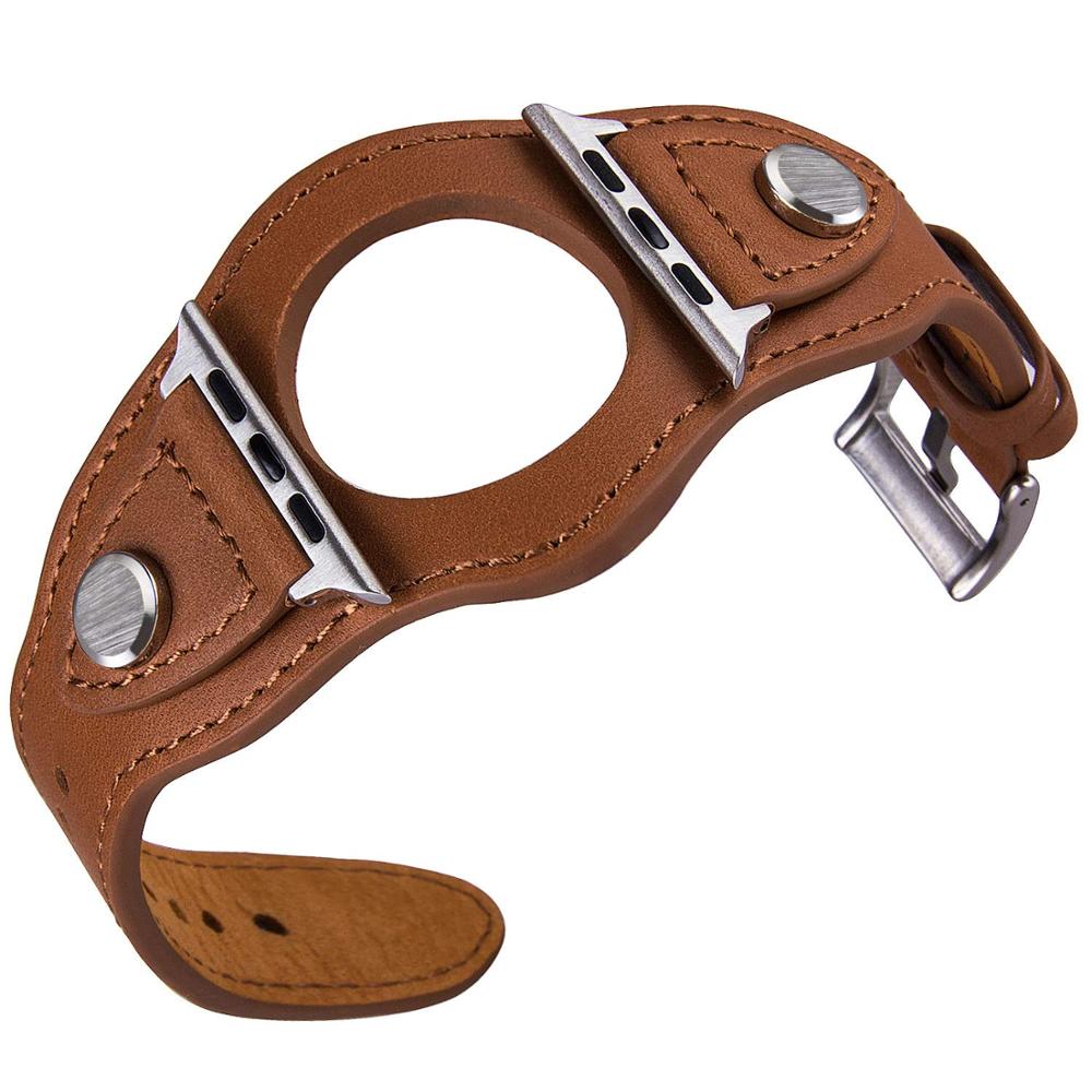 Cuff Bracelet For Apple watch band 44mm 40mm 42mm 38mm 49mm correa Leather strap iWatch series 6 se 5 4 3 7 Ultra 8 45mm 41mm