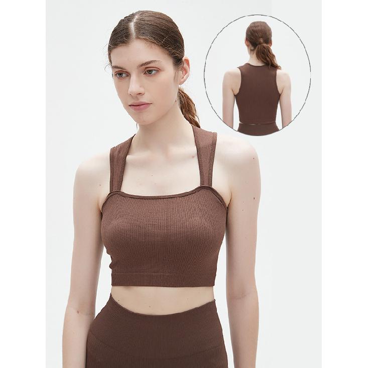 

New Sport Yoga U-Shaped Vest For Women, Widened Shoulder Straps, Beautiful Back, Fitness Top, Camisole, Yoga Vest For Women S темно-коричневого кольору