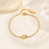 Luxurious Heart Zircon Chain Bracelet for Women,Gold Color Stainless Steel Link Chain Bracelets,Fashion Jewelry Gift