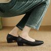 Fashion 2025 New Genuine Leather pumps Fashion Slip-On Spring Women's Shoes med-heel Square Toe Boat Shoes Handmade Size 34-41